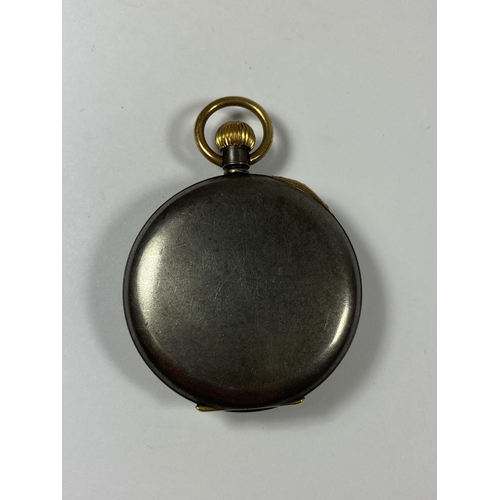 639 - A VINTAGE GUN METAL POCKET WATCH