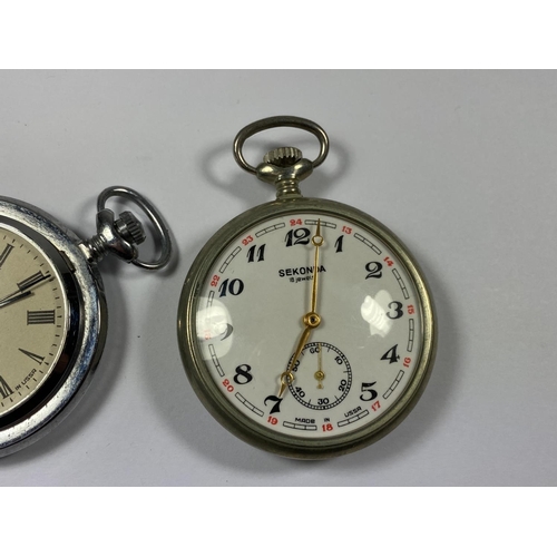 643 - TWO SEKONDA POCKET WATCHES