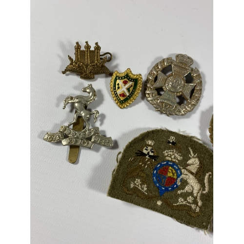 696 - A MIXED COLLECTION OF VINTAGE MILITARY CAP BADGES