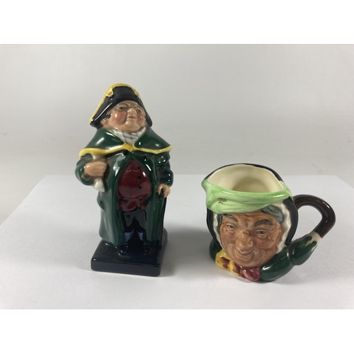 706 - TWO ROYAL DOULTON ITEMS TO INCLUDE A BUMBLE FIGURE AND A SAIRY GAMP MINIATURE TOBY JUG