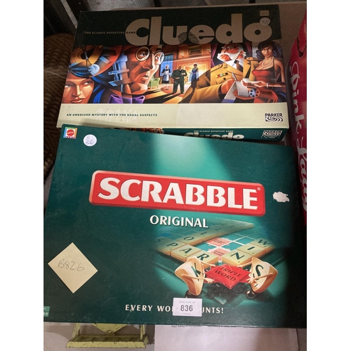 836 - TWO BOXED GAMES TO INCLUDE SCRABBLE AND CLUEDO