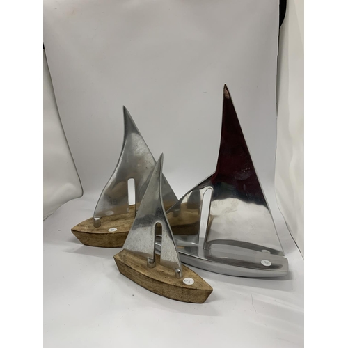 88 - A COLLECTION OF THREE DANISH CHROME SHIP MODELS