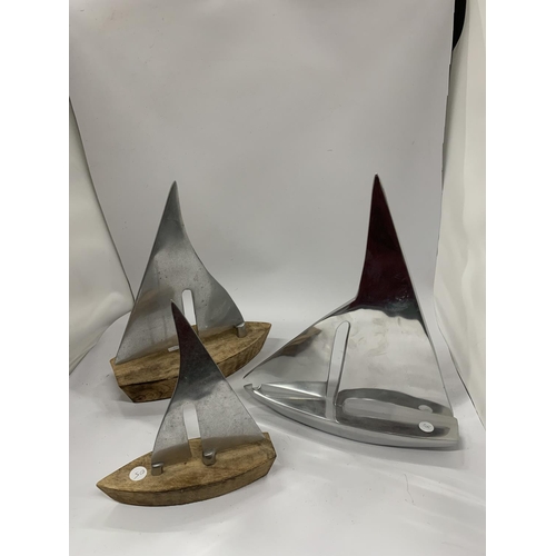 88 - A COLLECTION OF THREE DANISH CHROME SHIP MODELS