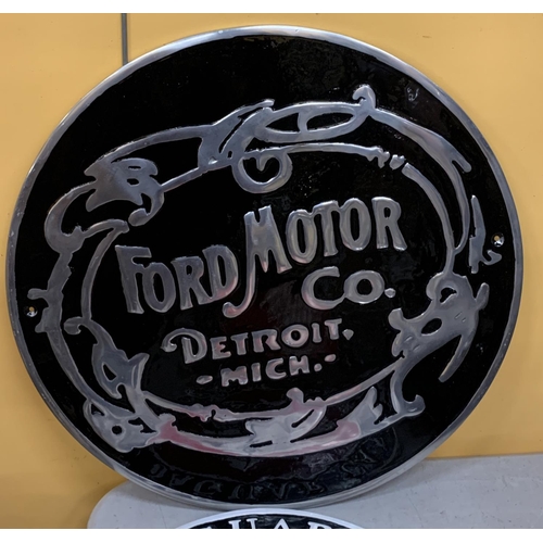 96 - A CHROME AND BLACK FORD MOTOR CO. DETROIT SIGN DIAMETER 49.5CM