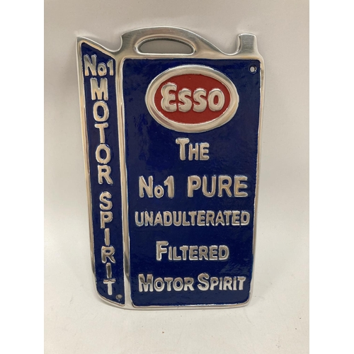 977 - A CHROME ESSO SIGN 32CM X 19.5CM