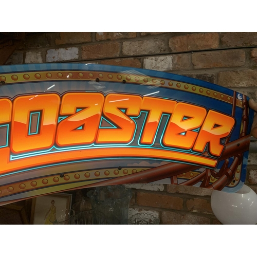 979 - AN ILLUMINATED FAIRGROUND ROLLER COASTER SIGN LENGTH 111CM