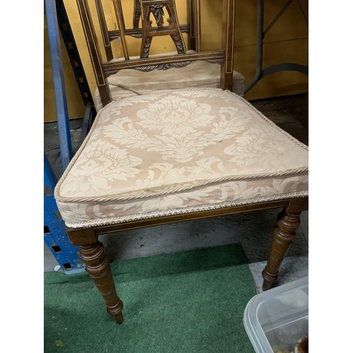 98 - A PAIR OF EDWARDIAN INLAID BEDROOM CHAIRS