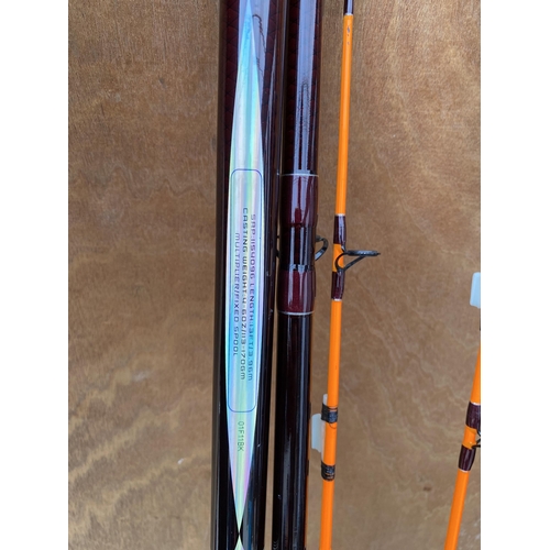 1760 - TWO 13FT PENN POWERSTIX PRO BEACHCASTING FISHING RODS IN CORDURA TUBES, AN ADVANTA ROD HOLDALL AND A... 