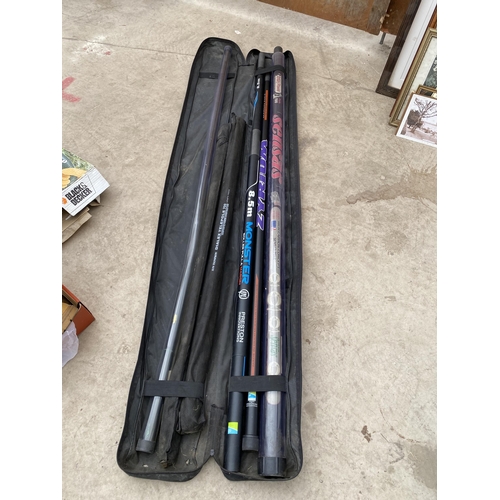 1763 - A SENSAS CRAZY POWER 13M FISHING ROD WITH TWO RON THOMPSON DIALEX TELEPOLE 700 POLES ETC