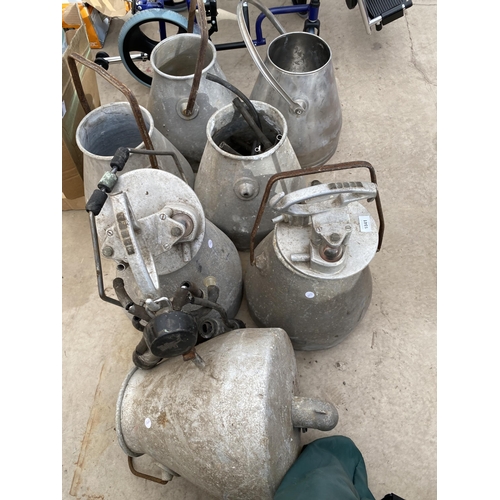 1841 - AN ASSORTMENT OF GALVANISED AND STAINLESS STEEL MILKING BUCKETS