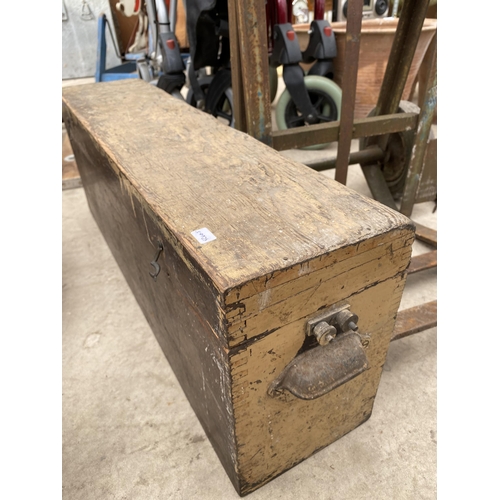 1861 - A VINTAGE METAL SACK TRUCK AND A VINTAGE WOODEN JOINERS CHEST