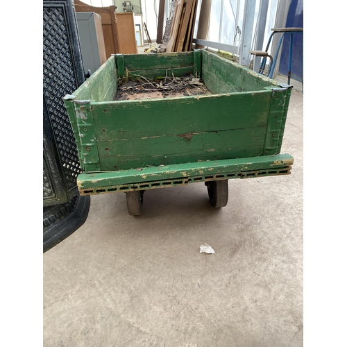 1879 - A FOUR WHEELED WOODEN MARKET GARDEN TROLLEY