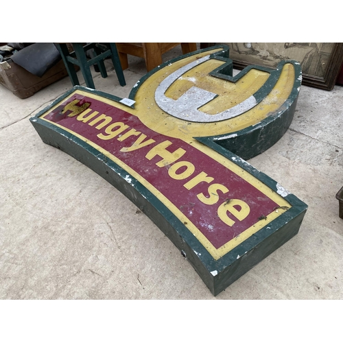 1906 - AN ILLUMINATED HUNGRY HORSE PUB SIGN