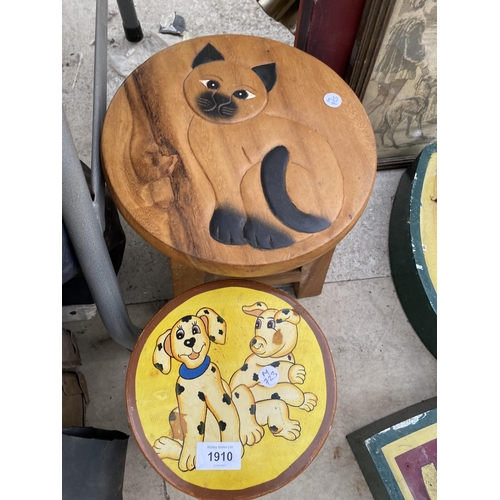 1910 - TWO VINTAGE WOODEN STOOLS