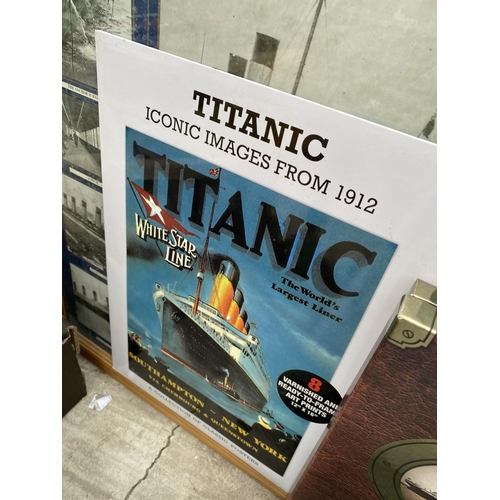 1915 - AN ASSORTMENT OF TITANIC THEMED ITEMS TO INCLUDE A FRAMED PRINT ETC