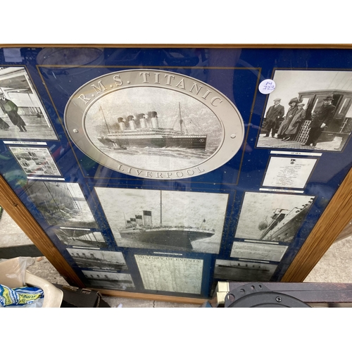 1915 - AN ASSORTMENT OF TITANIC THEMED ITEMS TO INCLUDE A FRAMED PRINT ETC