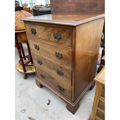 2793 - A MAHOGANY CHEST OF FOUR DRAWERS ON BRACKET FEET, 22