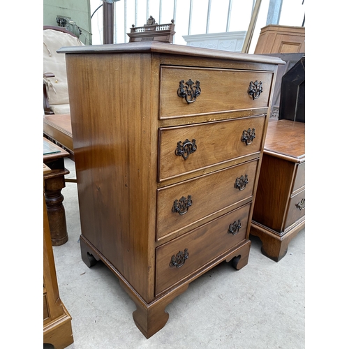 2795 - A MAHOGANY CHEST OF FOUR DRAWERS ON BRACKET FEET, 20