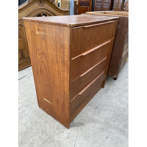 2803 - A RETRO TEAK CHEST OF FOUR DRAWERS, 29.5