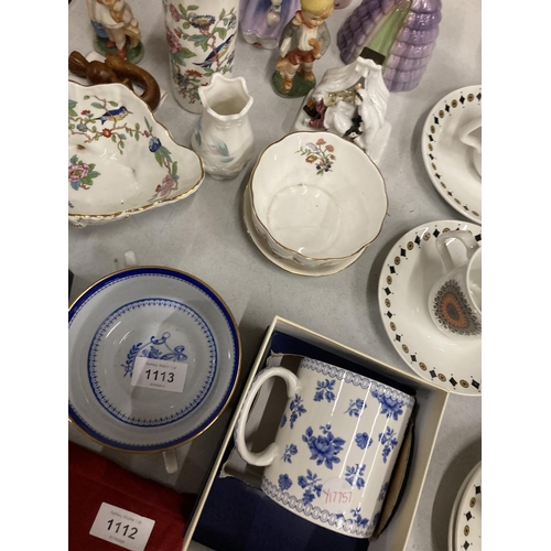 1113 - A QUANTITY OF CERAMIC ITEMS TO INCLUDE A ROYAL DOULTON 'IVY', BOXED SPODE MUGS, AYNSLEY 'PEMBROKE' V... 