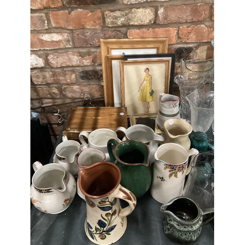 1116 - A VERY LARGE MIXED LOT TO INCLUDE CERAMIC JUGS, ROYAL DOULTON SPANIELS, PLATES, VASE, FIGURES, ETC P... 