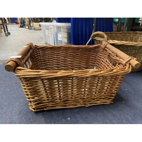 1142 - THREE LARGE WICKER BASKETS