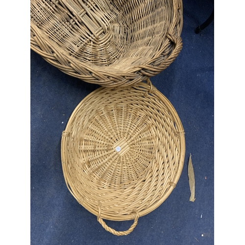 1142 - THREE LARGE WICKER BASKETS