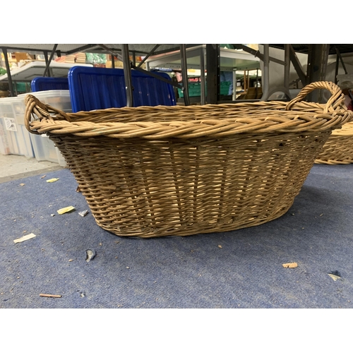 1142 - THREE LARGE WICKER BASKETS