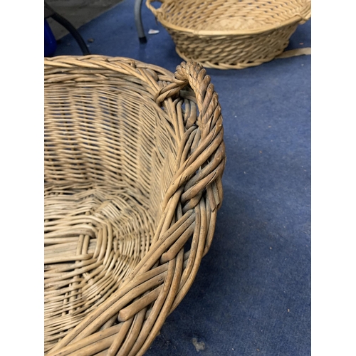 1142 - THREE LARGE WICKER BASKETS