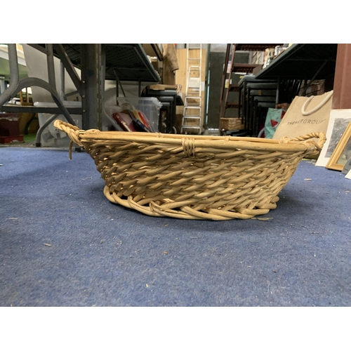 1142 - THREE LARGE WICKER BASKETS