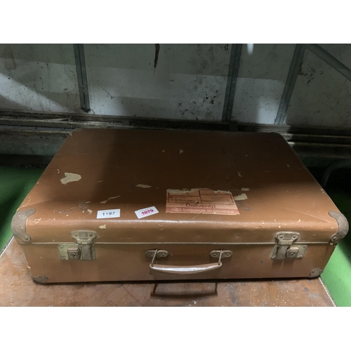 1197 - TWO VINTAGE SUITCASES TO INCLUDE A LARGE LEATHER ONE