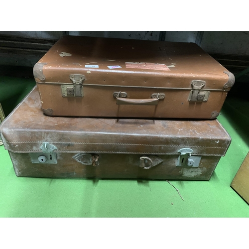 1197 - TWO VINTAGE SUITCASES TO INCLUDE A LARGE LEATHER ONE