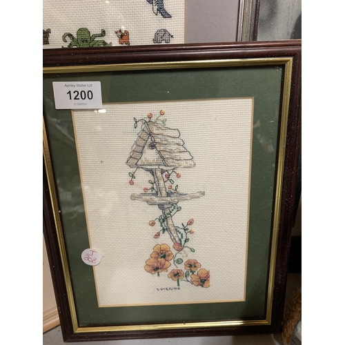 1200 - THREE FRAMED CROSS STITCH PICTURES