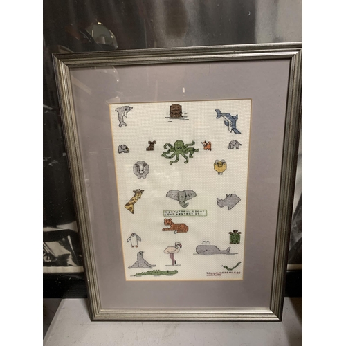 1200 - THREE FRAMED CROSS STITCH PICTURES