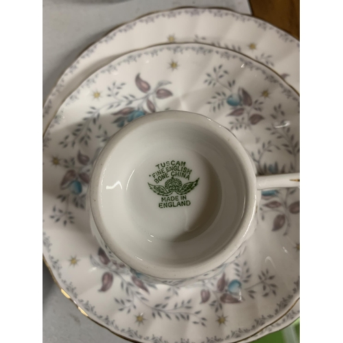 852 - A LARGE QUANTITY OF TEA WARE TO INCLUDE TUSCAN TRIOS, SUGAR AND MILK, ROYAL STANDARD AND WINDSOR