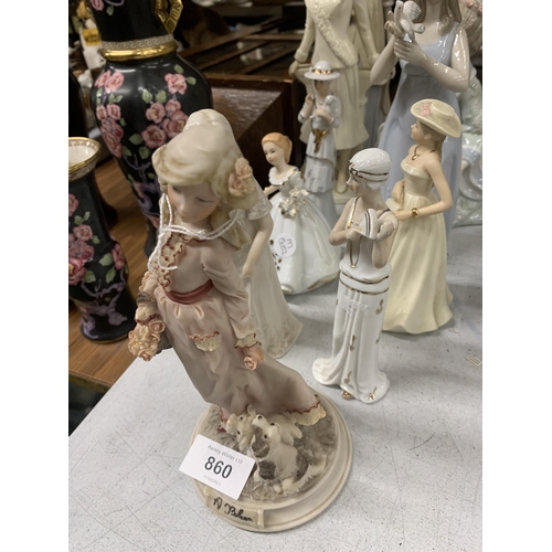 860 - A COLLECTION OF LADY FIGURES TO INCLUDE REGENCY FINE ARTS, REGAL, ETC