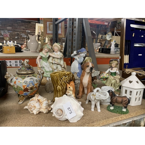 875 - VARIOUS COLLECTABLE CERAMICS TO INCLUDE FIGUTRES AND ANIMALS