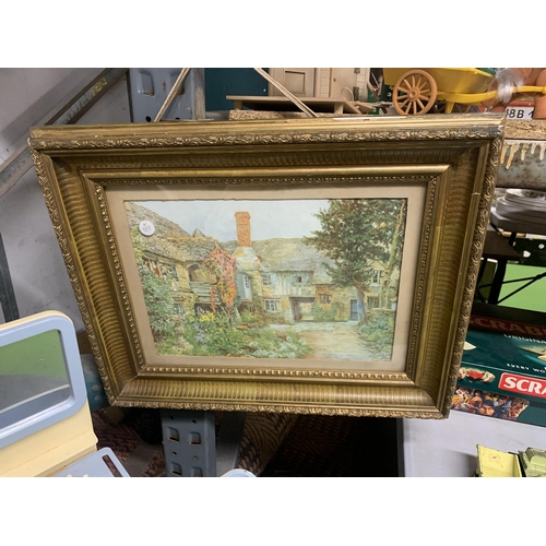 878 - TWO GILT FRAMED PRINTS OF COTTAGE SCENES