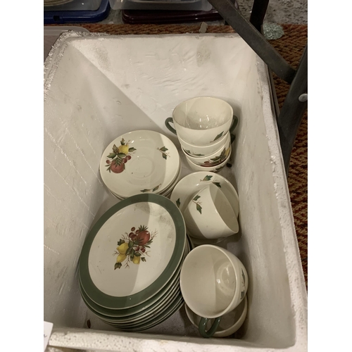 764 - TWO BOXES TO INCLUDE WEDGWOOD 'COVENT GARDEN' TEASET AND COLCLOUGH MIXED TEASET