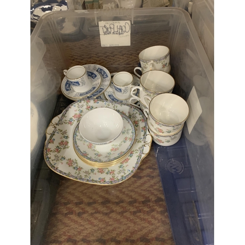 771 - TWO BOXES OF CERAMICS TO INCLUDE COALPORT TEASETS, CROWN STAFFORDSHIRE, ETC