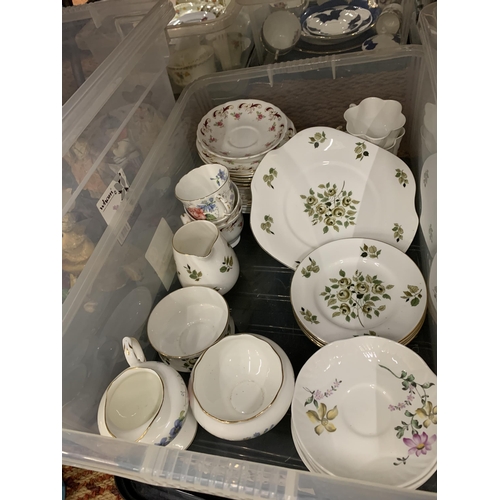 771 - TWO BOXES OF CERAMICS TO INCLUDE COALPORT TEASETS, CROWN STAFFORDSHIRE, ETC