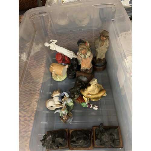 772 - A BOX OF ASSORTED CERAMIC FIGURES TO INCLUDE FRANKLIN PORCELAIN, FAIRY FIGURES, ETC