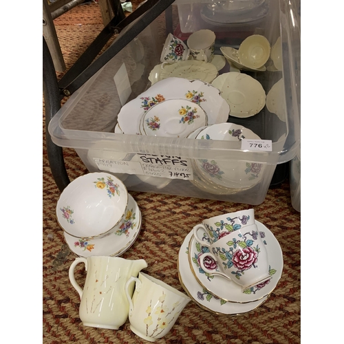 776 - TWO BOXES OF ASSORTED TEA WARES TO INCLUDE COLCLOUGH, COALPORT, ETC