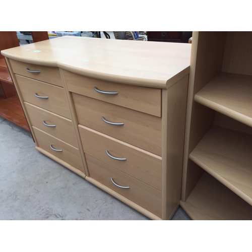 2826 - A PAIR OF MODERN THREE DRAWER BEDSIDE CHESTS AND CORNER UNIT