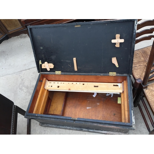 2845 - A MID 20TH CENTURY BLACK PAINTED JOINERS TOOL CHEST, 37.5