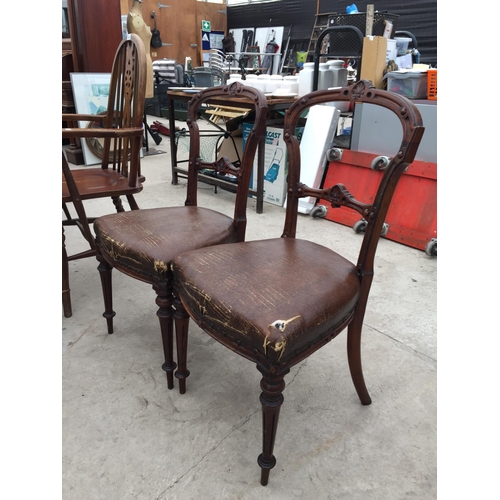 2849 - A PAIR OF VICTORIAN WALNUT PARLOUR CHAIRS