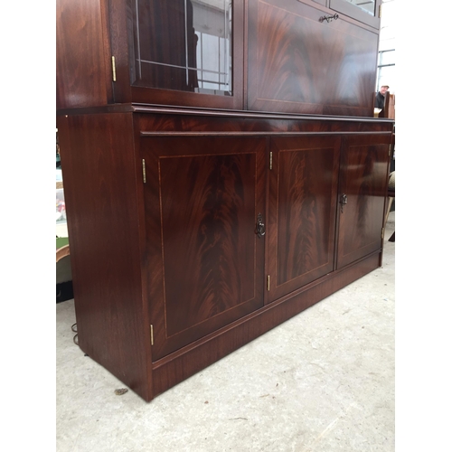 2856 - A BRIDGECRAFT MAHOGANY AND INLAID BOOKCASE/COCKTAIL CABINET, 56