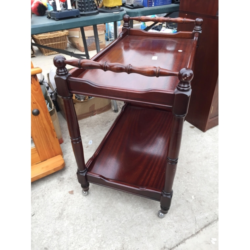 2857 - A MODERN MAHOGANY TWO TIER TROLLEY