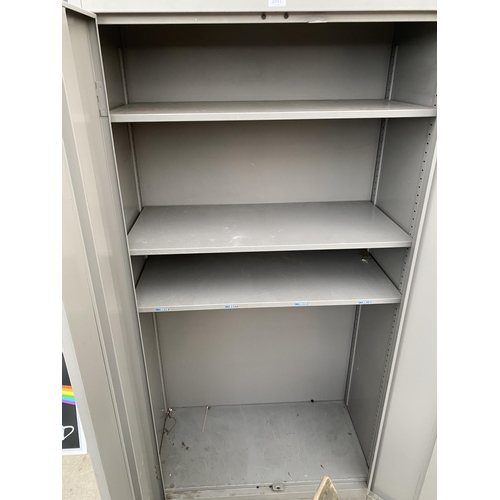 2041 - A METAL TWO DOOR STORAGE CUPBOARD