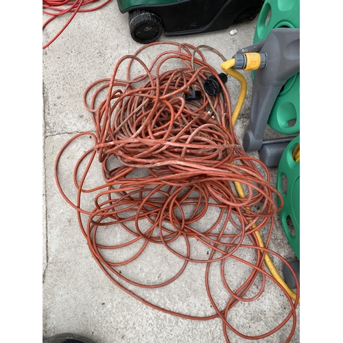 2048 - TWO HOSE PIPE REELS AND AN EXTENSION LEAD